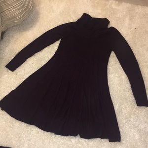 Plum Calvin Klein Long Sleeve Cow Neck Dress
